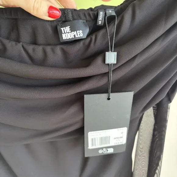 NWT The Kooples Black Over the Shoulder Jersey Top